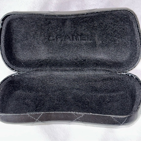 Vintage CHANEL Black Quilted Hard Case Clamshell CC logo Sunglass Case